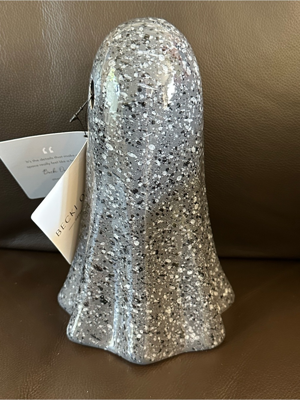 Becky Owens Gray Ceramic Ghost Halloween Decor 9” NWT - Picture 2 of 8
